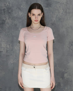 Triclipse Embroidered U-Neck T-Shirt Pale Pink