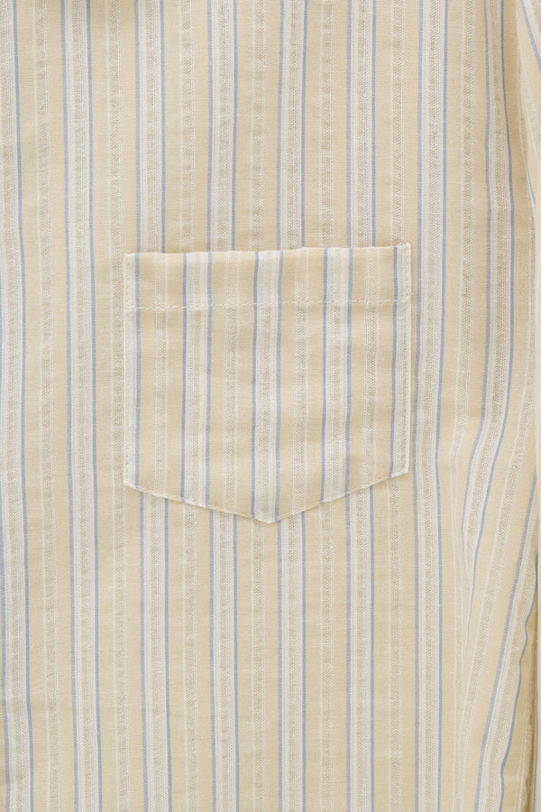 Stripe Pocket Crop Shirt (Beige)