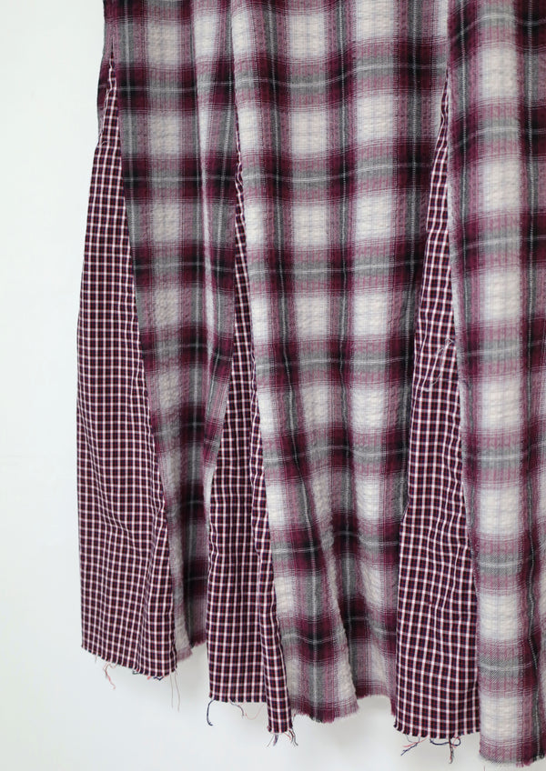 vintage check patterned skirt blue ver.