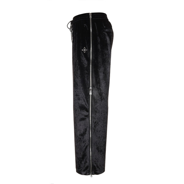 surgery side zip velvet wide track pants 'black'