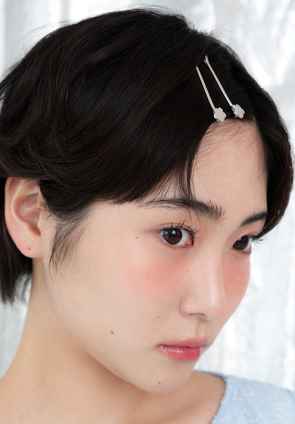 [2SET] petit flower hair pin - silver