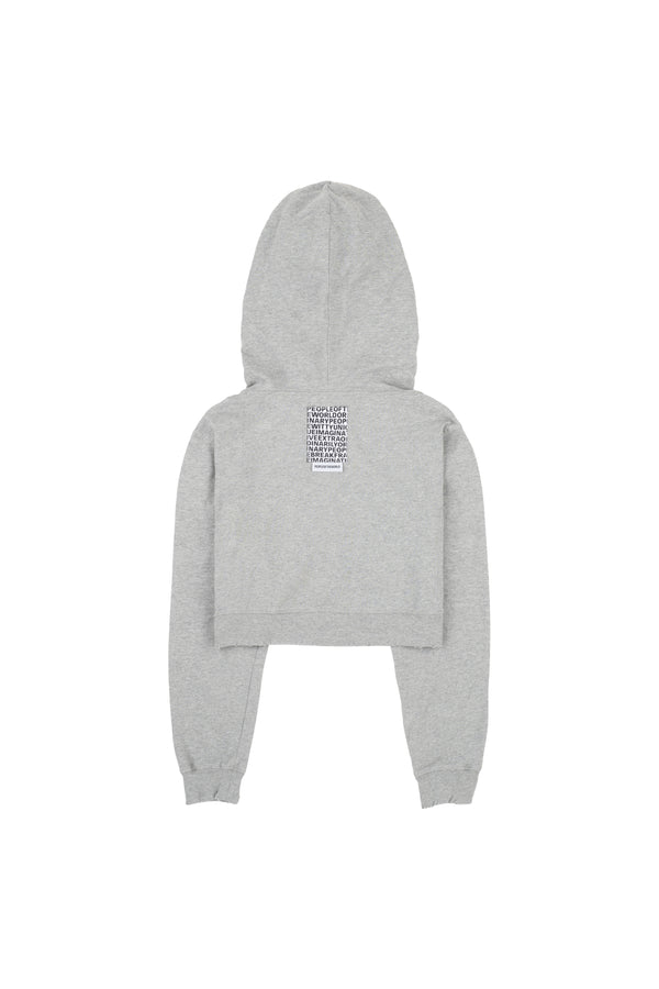 Crop Logo Hood Zip-Up (GRAY)