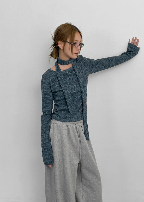 [MADE] Nixie SET - Muffler Boat Neck Long Sleeve T-Shirt