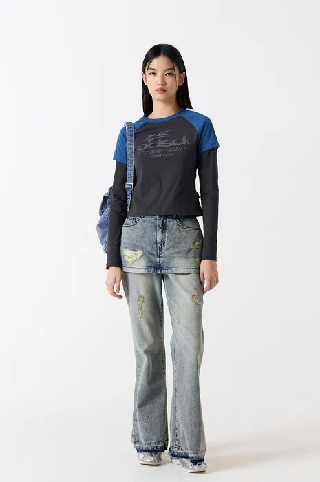 ODSD Raglan Track Semi Crop T-shirt