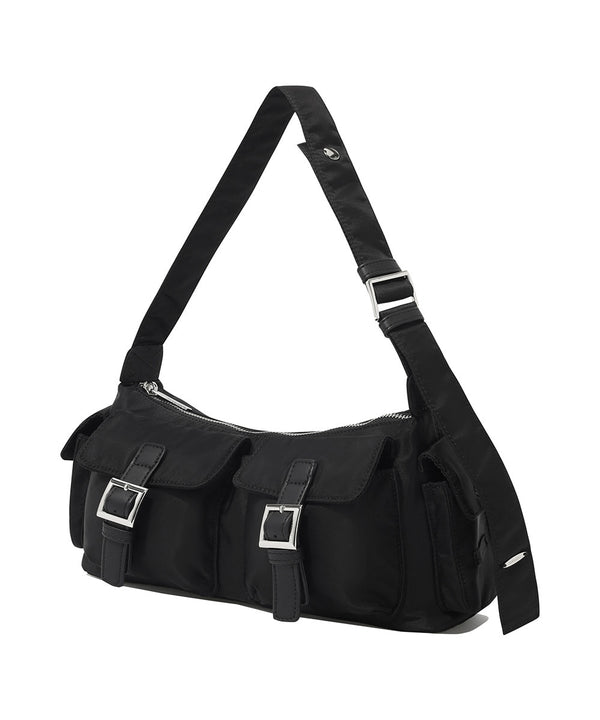 Clover Heart Glowy Two Pocket Shoulder Bag Black