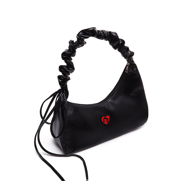 [BettyBoop] Leather String Shirring Shoulder Bag_Black