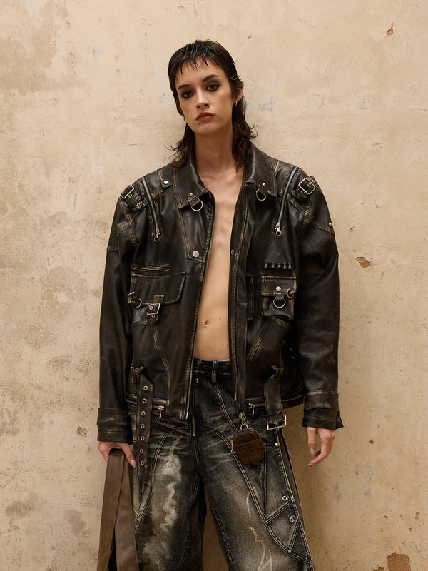Leather Jacket - PERSONSOUL | 60% - Asian Fashion Online Store
