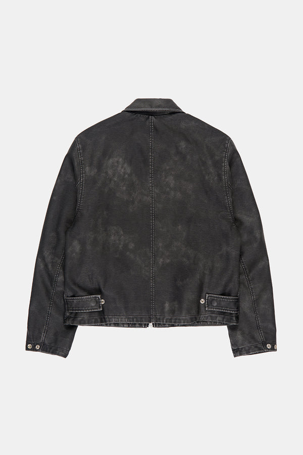 Rugged pigment zip-up leather jacket