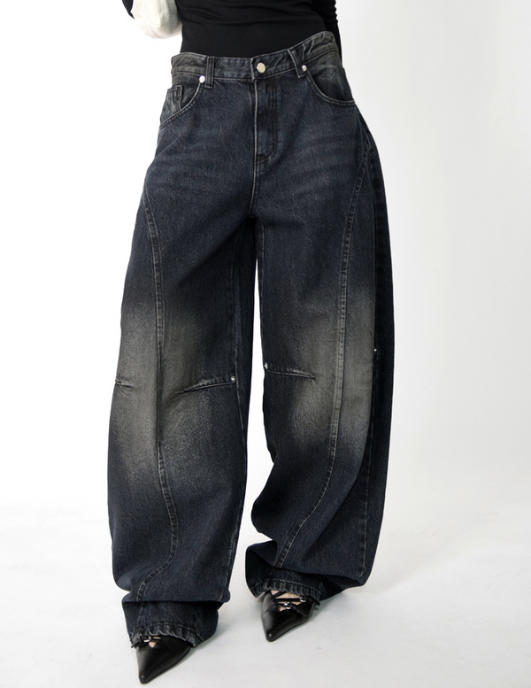 devil black over denim pants