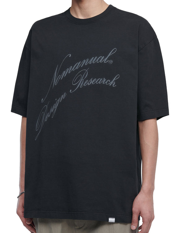 OVERDYED CURSIVE LOGO T-SHIRT - WASHED BLACK