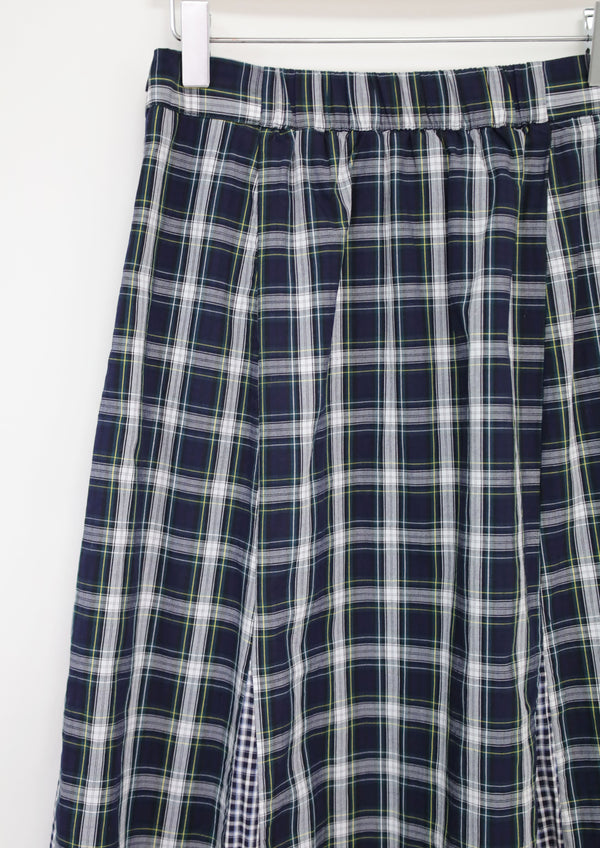 vintage check patterned skirt blue ver.