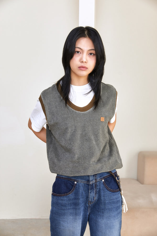 ALARM VINTAGE TERRY VEST CHARCOAL_WOMAN