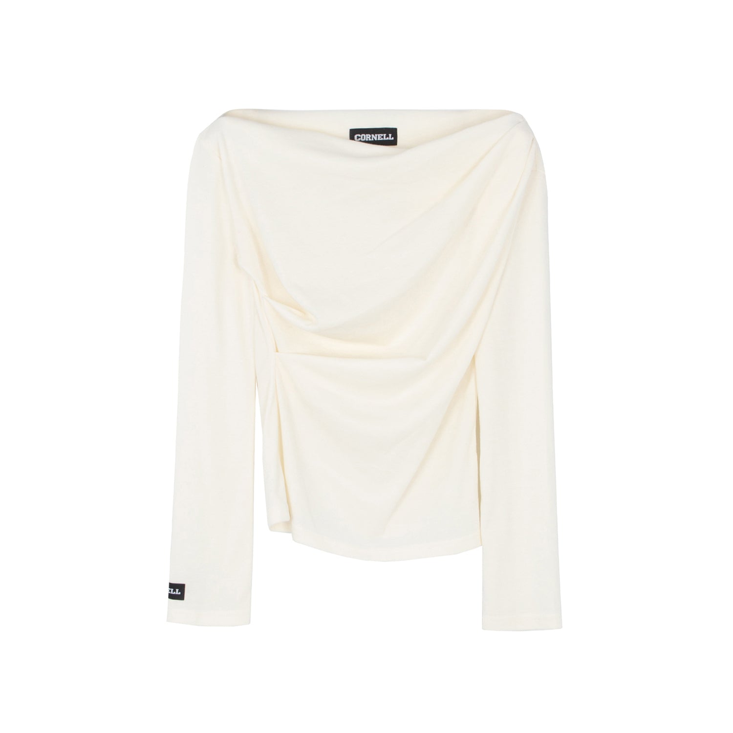 [Cornell] Boat Neck Drape Long Sleeve T-shirt_(2 colors)