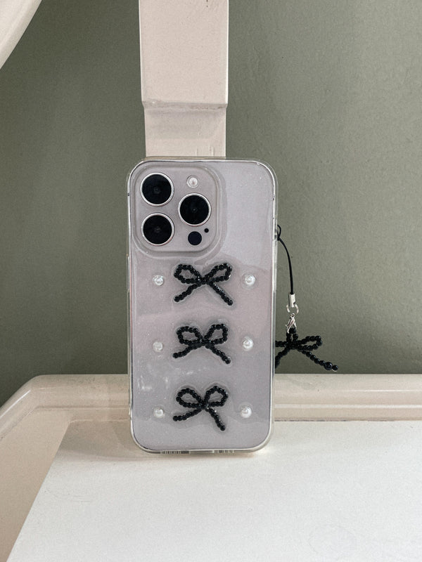 [made] Pearl Ribbon Ballet Core Glitter Resin Cell Phone Case