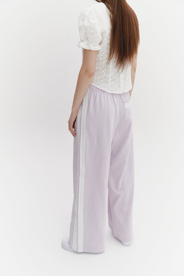 Lace Tape Banding Pants Purple