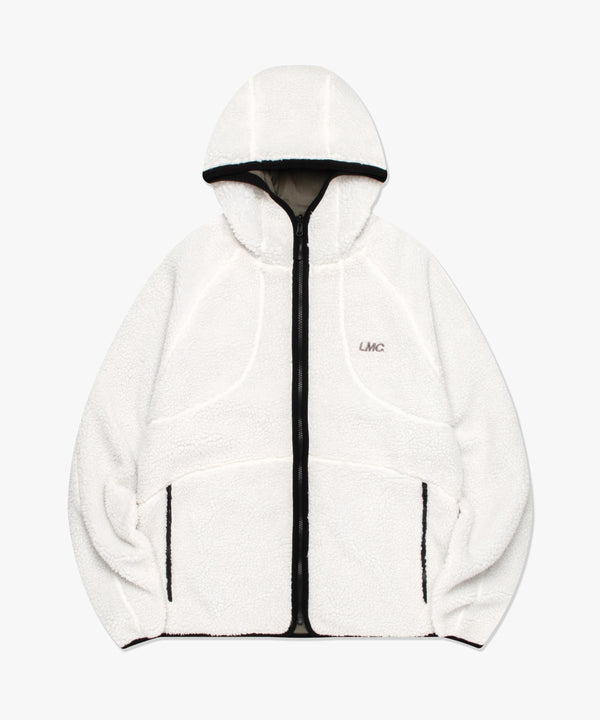 ITALIC BOA FLEECE RVSB HOODED JACKET - CREAM