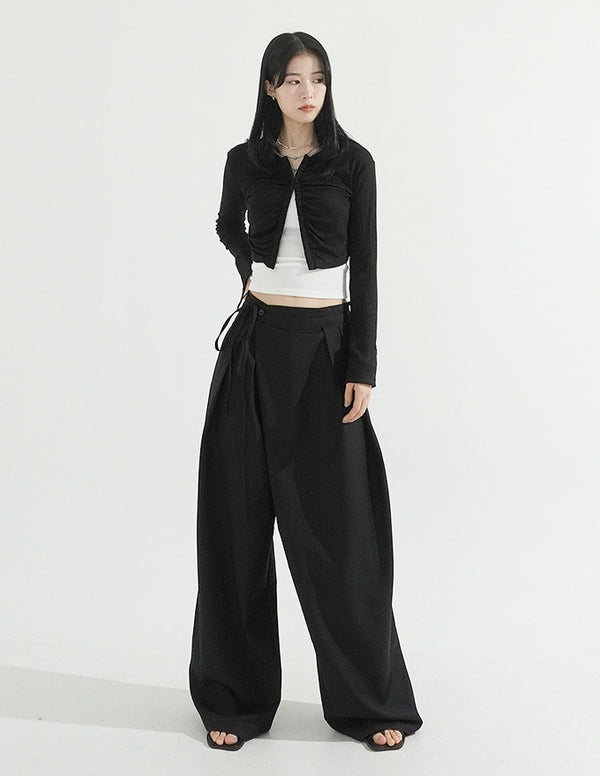 Two-button Wrap Pants