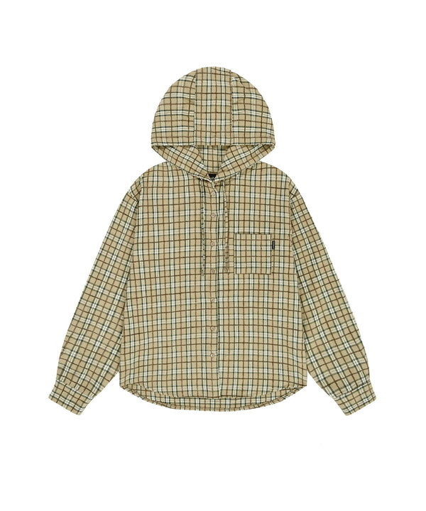 POINT LABEL CHECK HOOD SHIRT