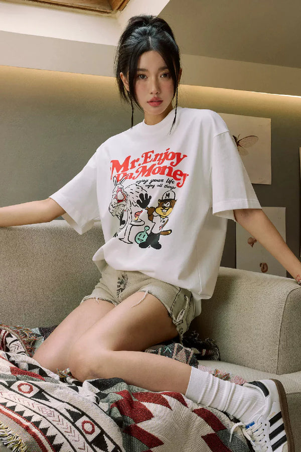 カートゥーングラフィックプリントT