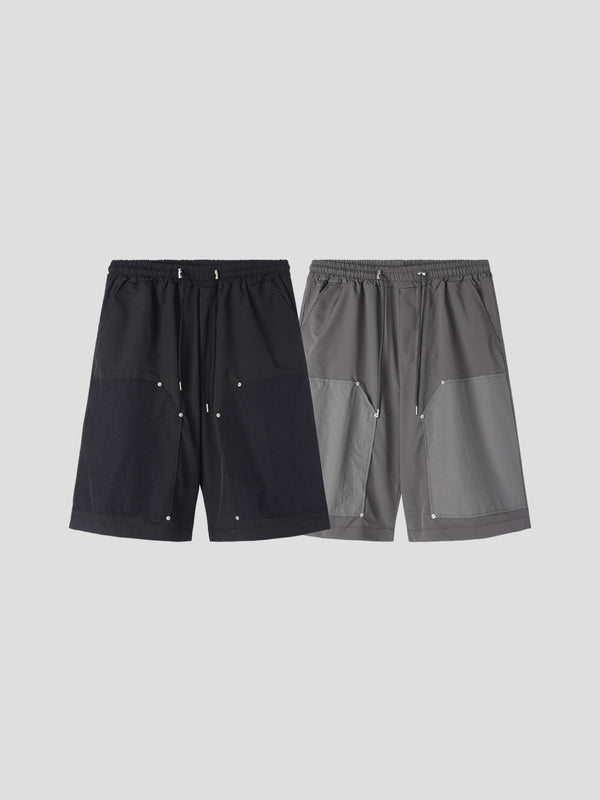 Rivet double knee nylon burmuda pants 2color