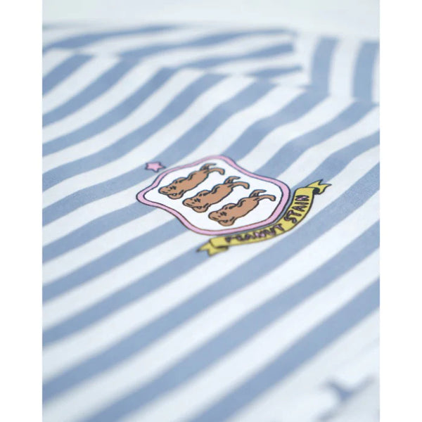 PEANUT STAIN - オールド マネー ブルー ライン ボクシー オーバーサイズド ロングスリーブ Tシャツ