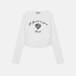 JEWELRY Heart shirring long sleeves_white