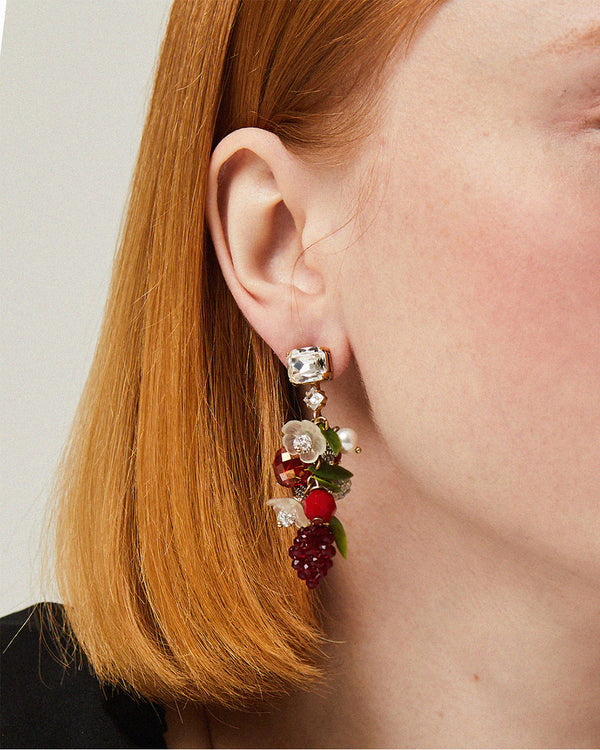 Picnic Bloom Drop Earrings Red