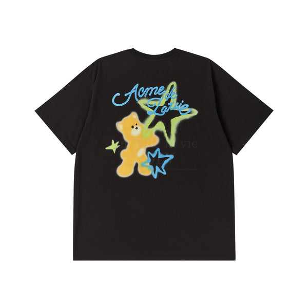 24FW SCRIPT LOGO BEAR ARTWORK SHORT SLEEVE T-SHIRT BLACK