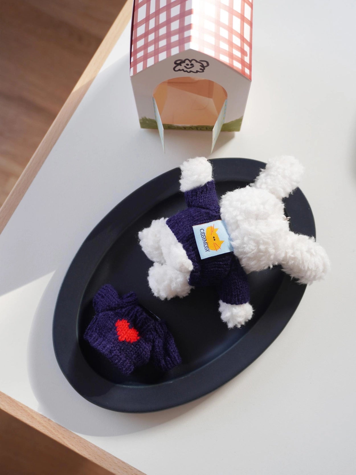 Keyring Acc 'Heart Point Navy Knit'