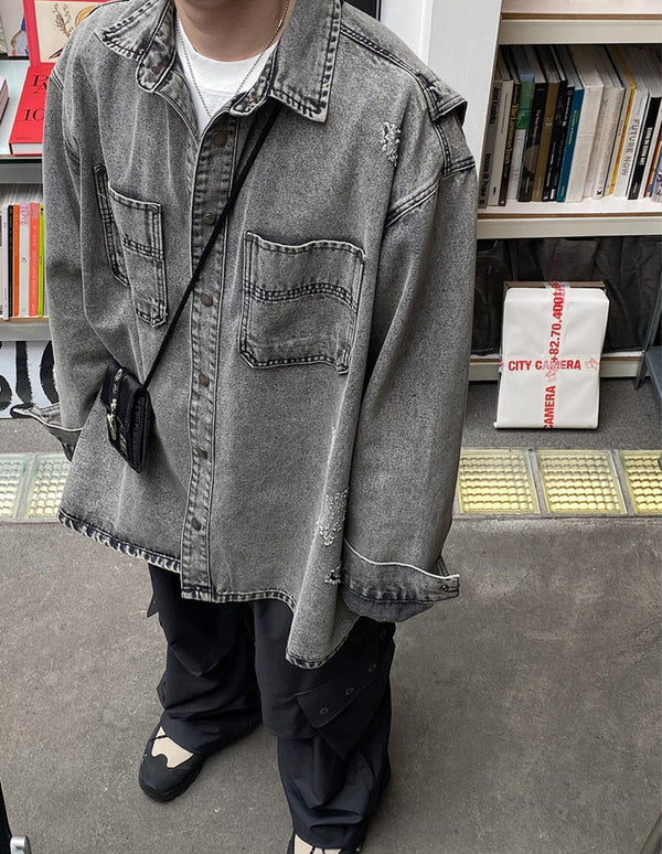 No.0657 G over damage denim snap JK