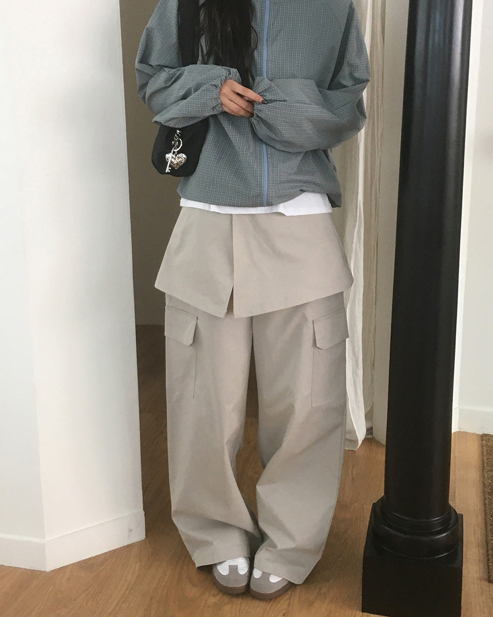 【WONDER WONDER】Onpo layered skirt cotton cargo pants SET] Onfor Layered Skirt Cotton Cargo Pants - WONDER WONDER