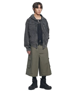 ビンテージレイヤーフーディドジップアップ - ウォッシュドブラック