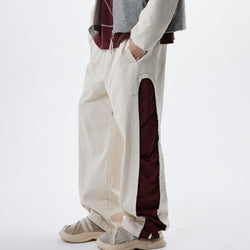 INCISION SIDE WRINKLE DENIM PANTS - IVORY/WINE