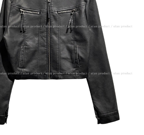 Oul vintage washing biker leather jacket