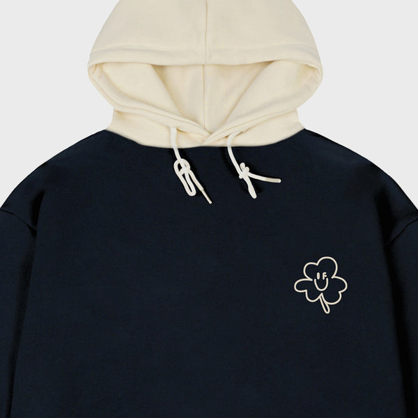 [UNISEX]LUCKY CLOVER two-tone hoodie