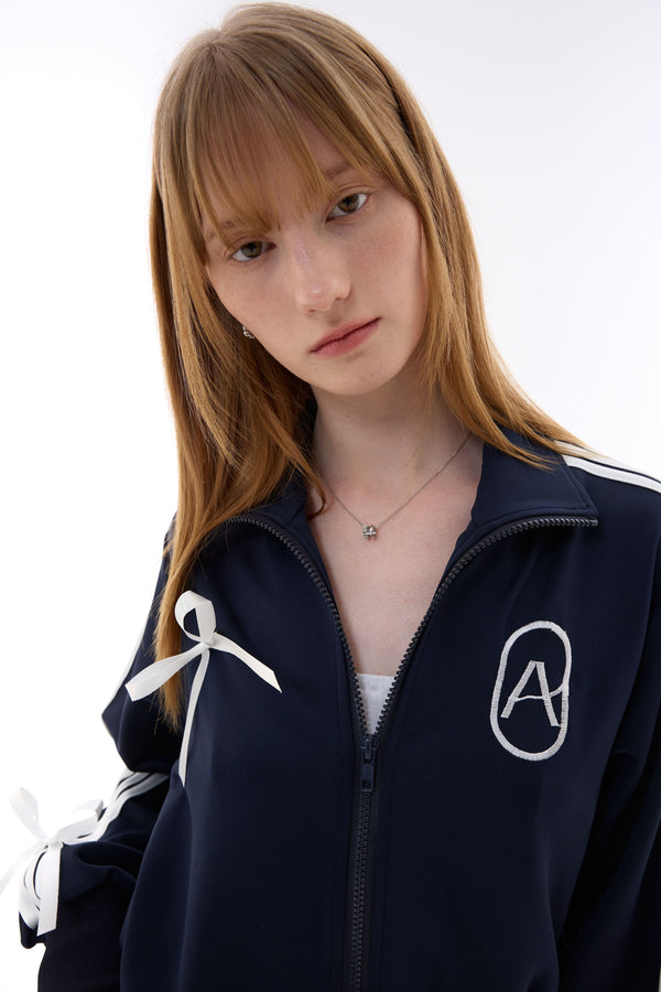 RIBBON JERSEY TRACK TOP / NAVY