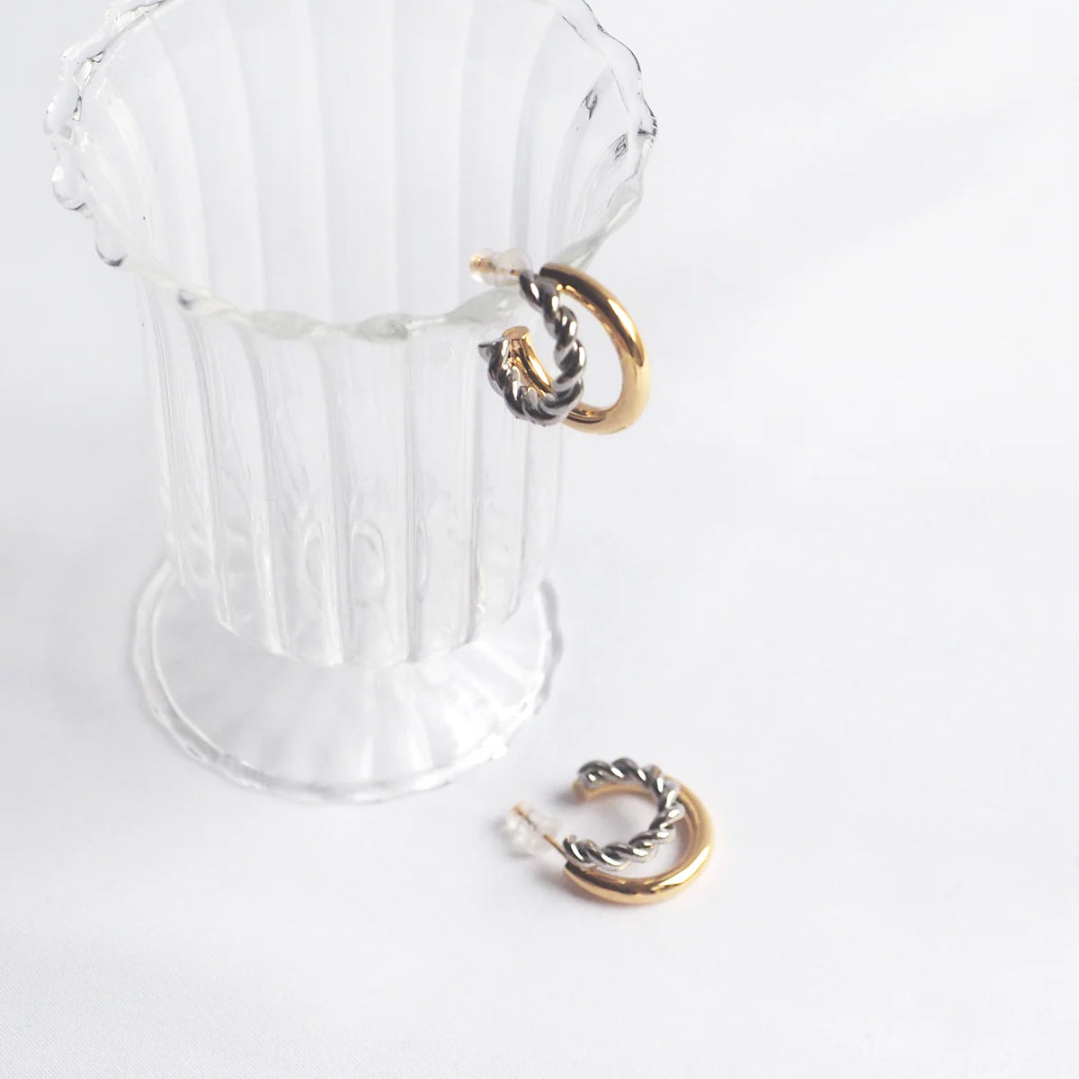 ミックストーンダブルフープイヤリング