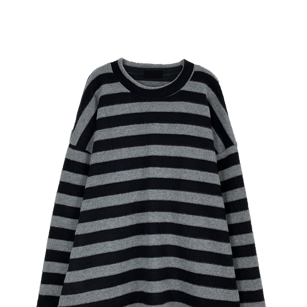 Stripe fleece knit sweater