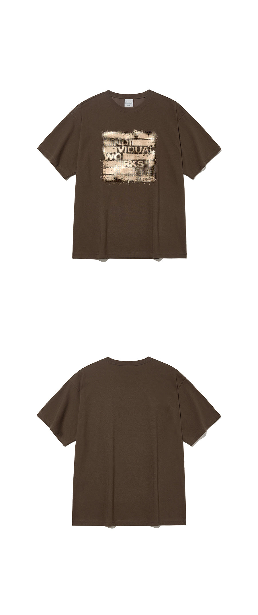 Hidden Damaged Round T-Shirt-Brown