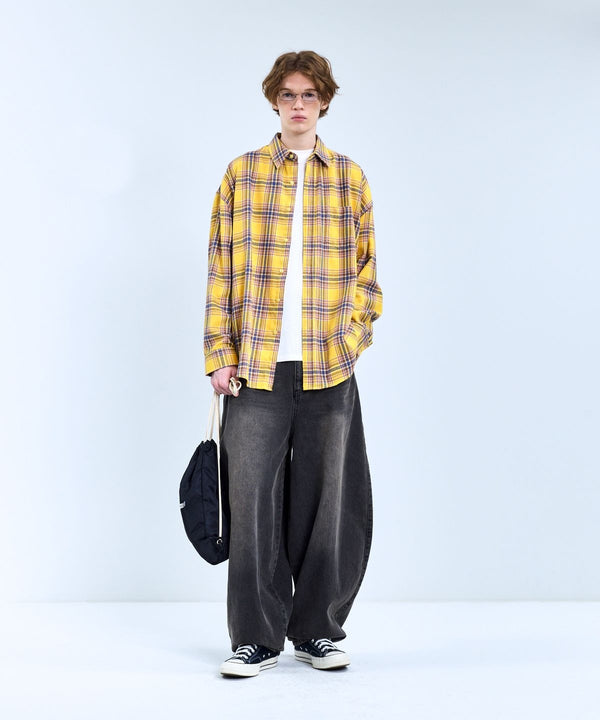 87-STAN079 Retro OverFit Pocket Long-Sleeved Check Shirt