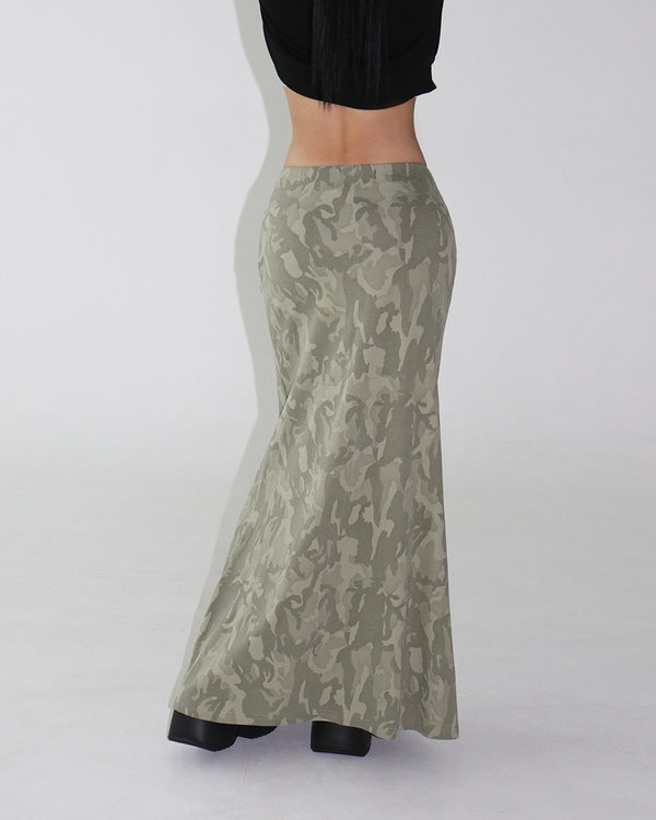 Camo Military Maxi Long Skirt