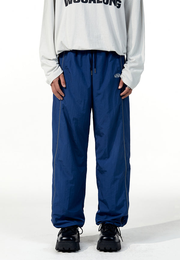 Track logo piping wide pants - LIGHT NAVY