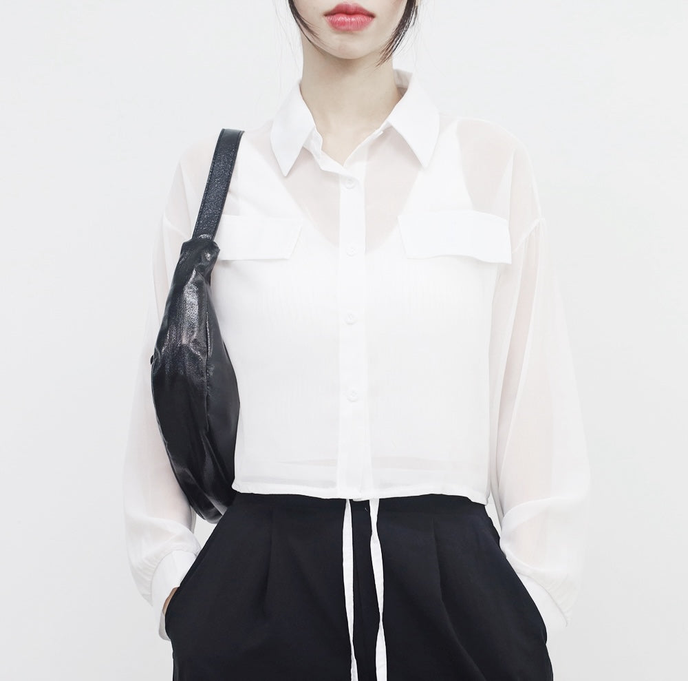 Vienne see-through cropped shirt + cropped sleeveless