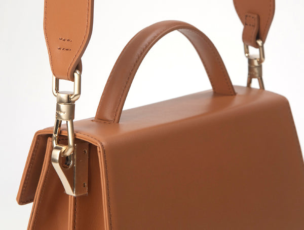 LAZEL MINI shoulder leather bag / Tan Brown