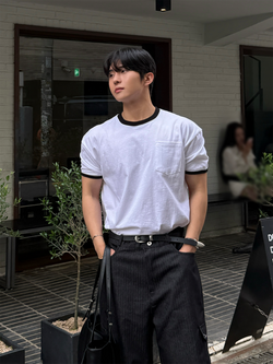 ノアポケットリンガーショートスリーブTシャツ