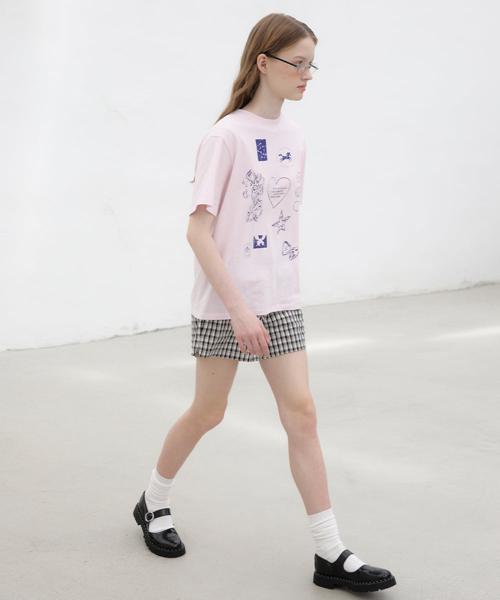 Drawing Diary Oversized T-shirt - Pink