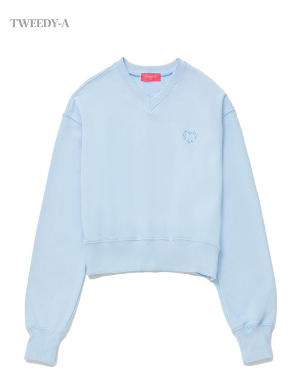 Connie V-neck cropped sweatshirt 2COLOR