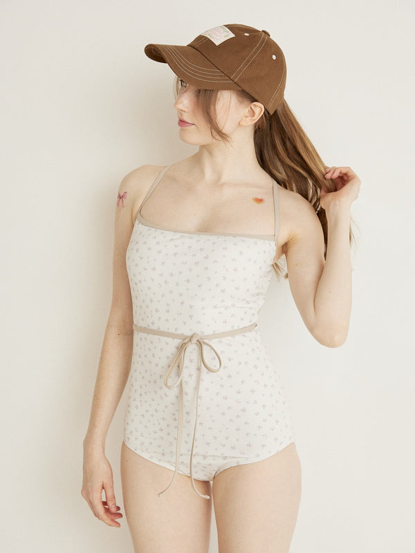 FLOWER STRING RIBBON MONOKINI - IVORY