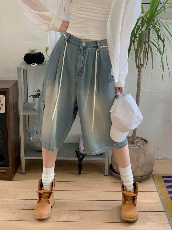 Cargo Bermuda Denim Pants + Strap Set