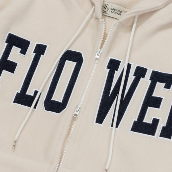 FLOWER FLEECE ZIP UP HOOD(IVORY) 